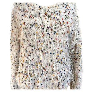 Doe & Rae Rainbow Confetti Sweater Top S Oversize Eyelash Loose Thread